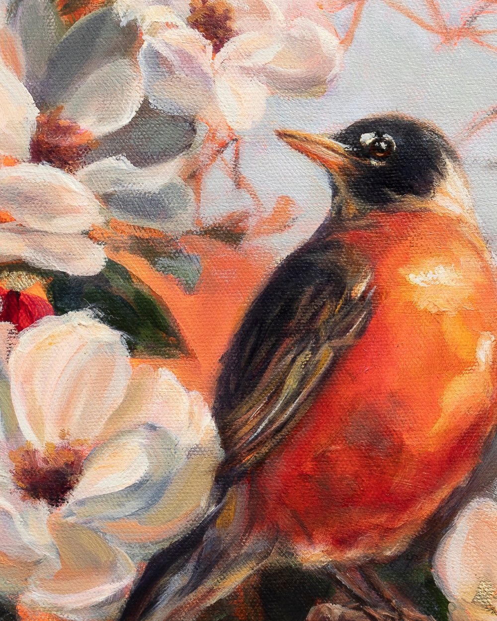 Original oil painting of a Robin from the painting In Good Company by Alexiss Malolo