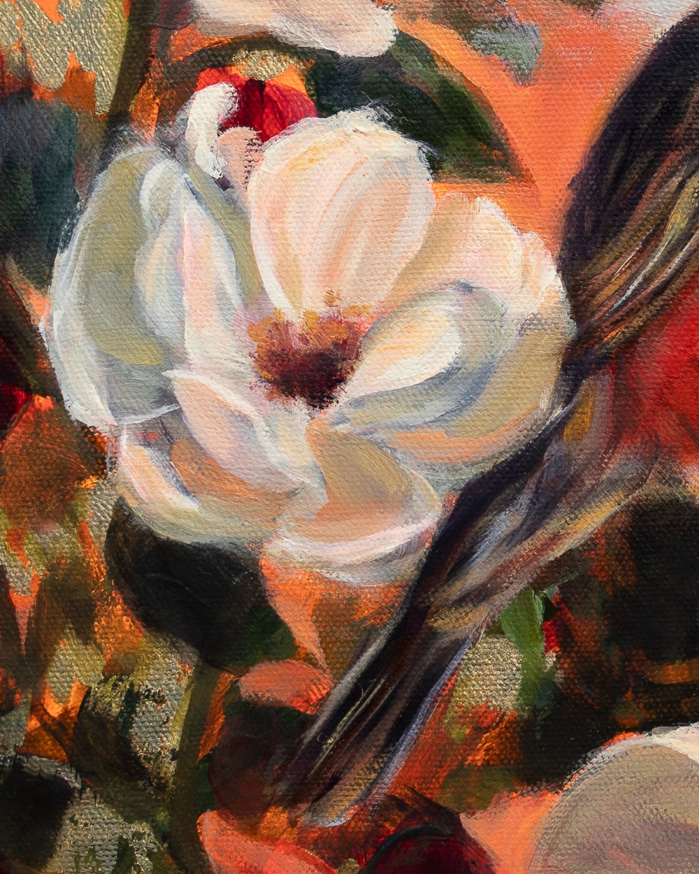 Original oil painting of a flower from the painting In Good Company by Alexiss Malolo